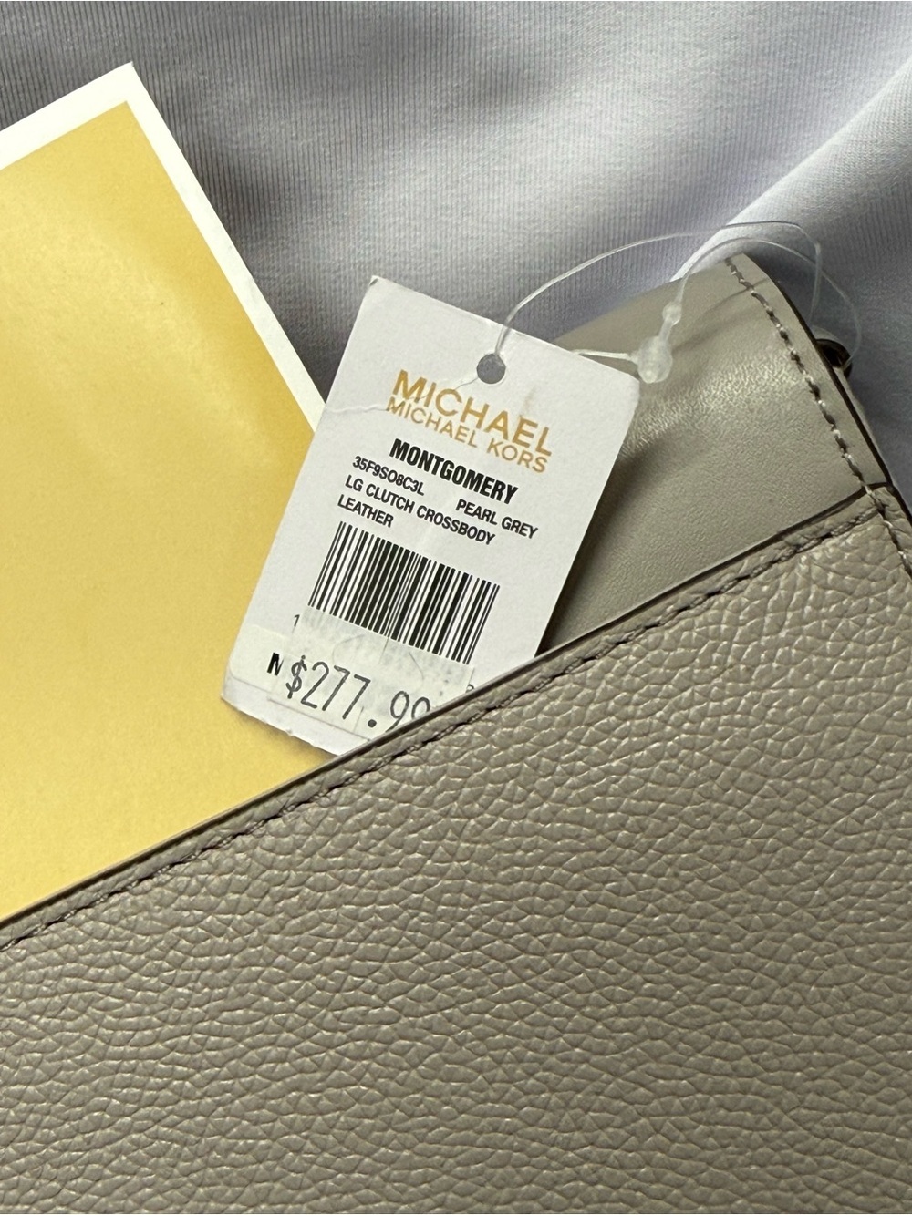 (new+tag) Michael Kors Montgomery leather large crossbody clutch grey crossbody - Picture 9 of 12